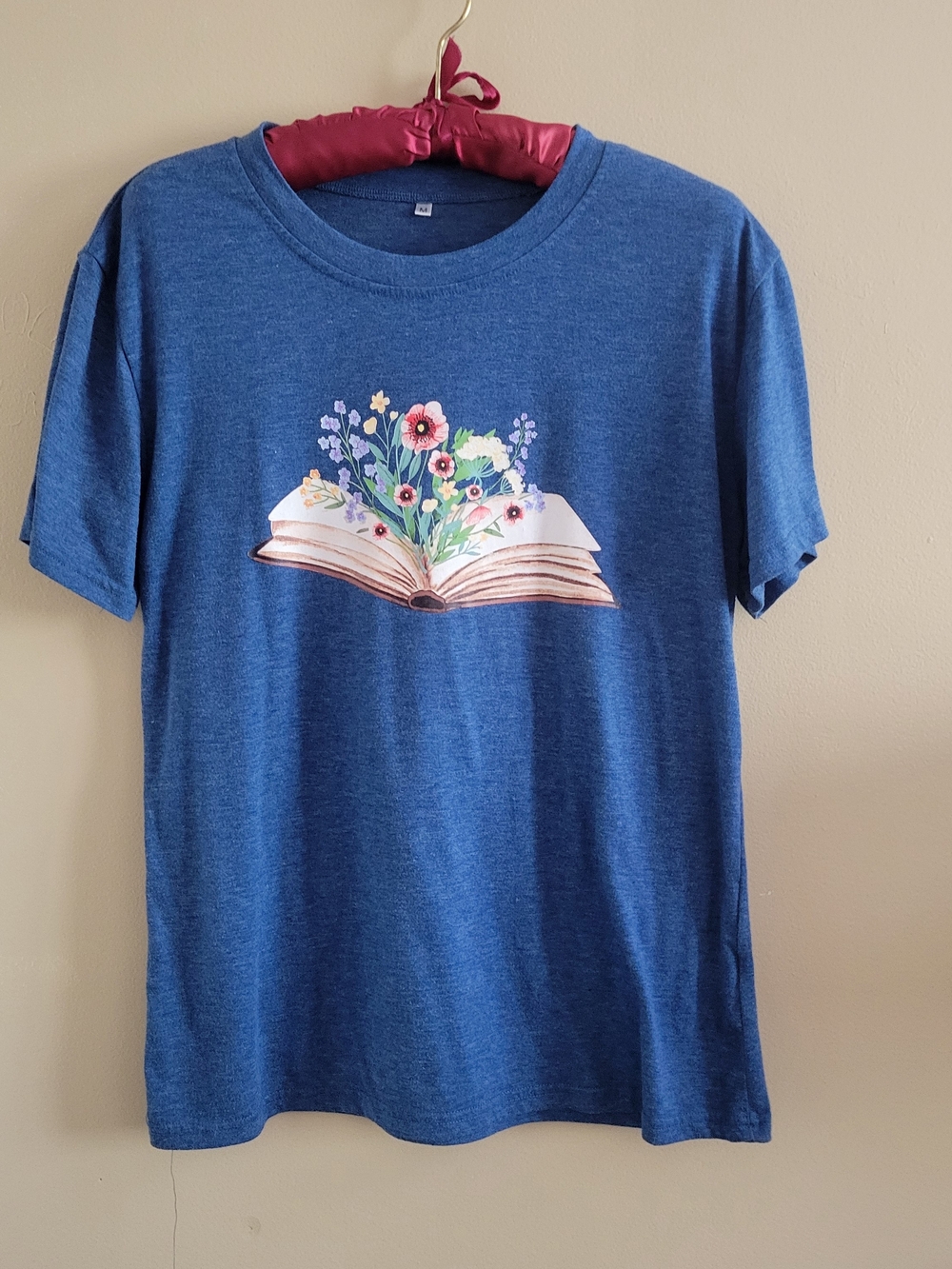 3/$12 SALE Blue Floral Book Graphic Tee